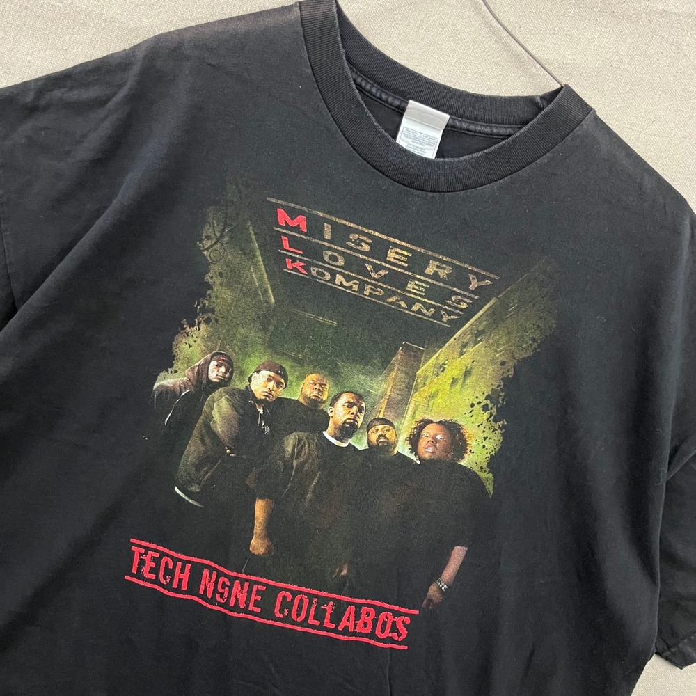 Vintage Tech N9ne Collabos T-Shirt Mens 3XL Black Misery Loves Kompany Rap Tee